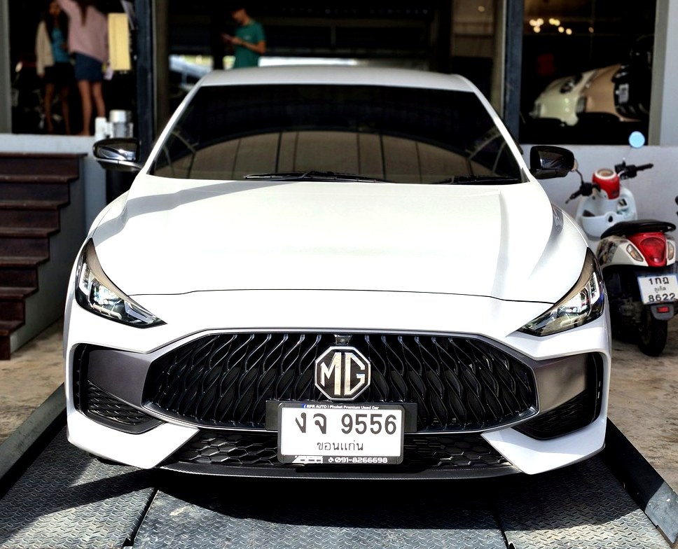White MG5 automatic rental car at JV Rental Phuket
